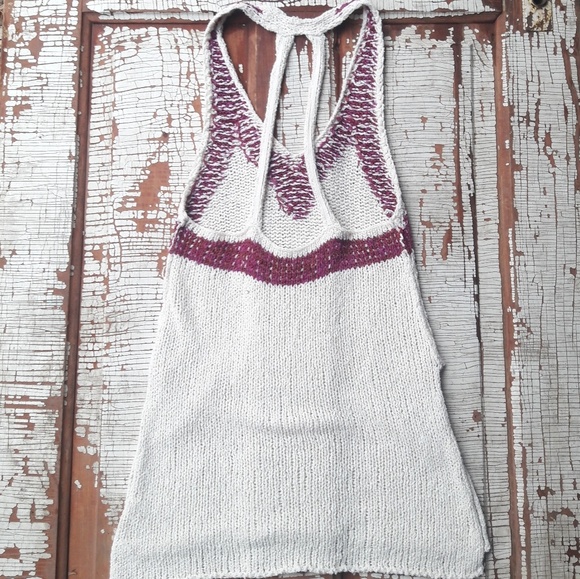Free People knit racer back tank white and pink xs - Picture 3 of 8